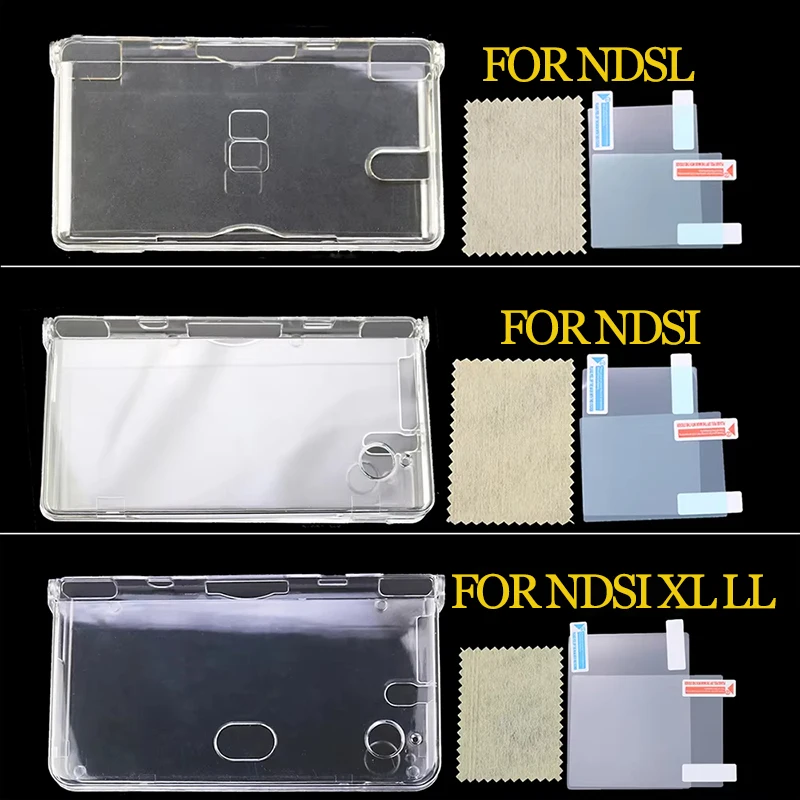 1Set Plastic Clear Crystal Shell Skin Case Cover For  DSL NDS Lite NDSL For DSi NDSi XL LL Console W/ Screen Protective Film