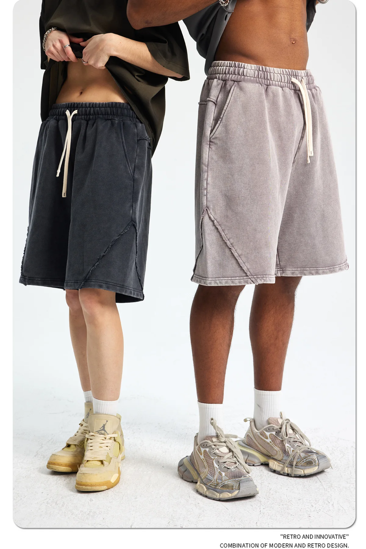 

2025 New 430g Tie-Dye Patchwork Washed Vintage Shorts, Heavyweight Distressed Streetwear Unisex Summer Casual Cargo Short Pants