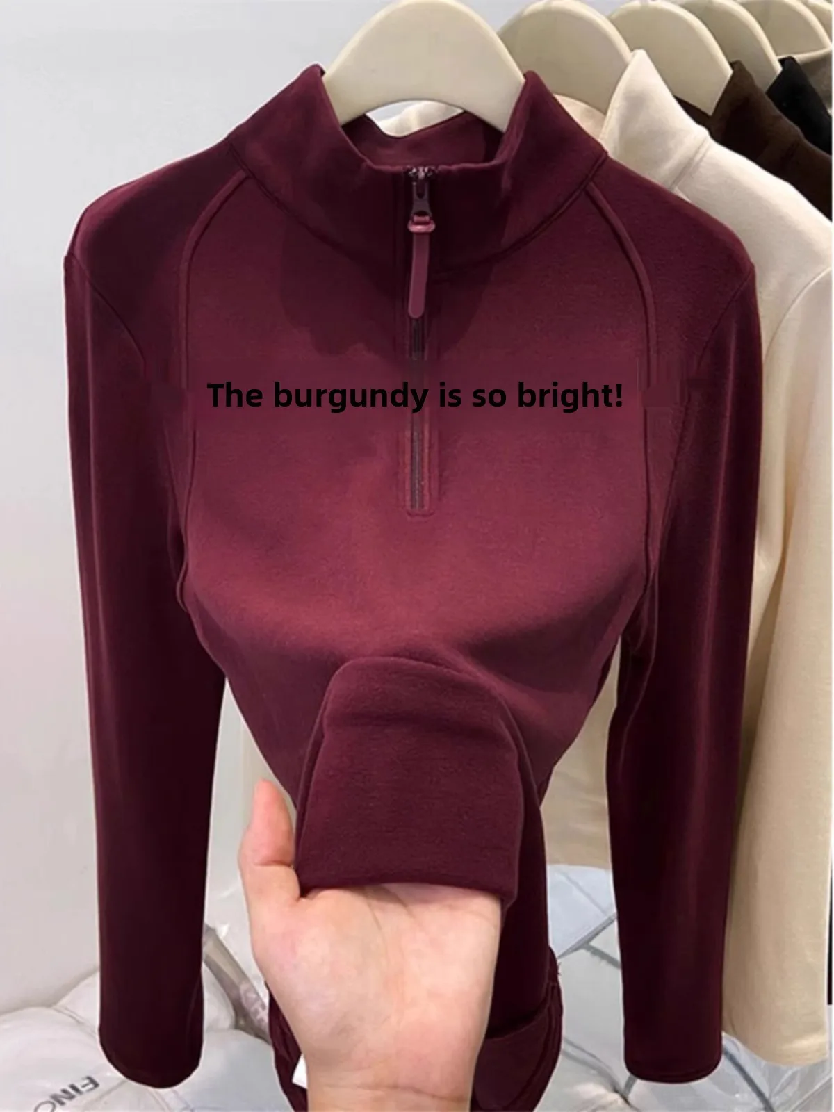 

Women's Double-sided Fleece Sweatshirt Zipper Half-length Sleeve Long Sleeve Stand Collar Autumn Winter Base Shirt Inner Wear...