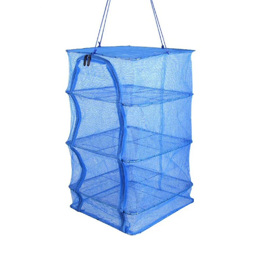 

for Fish Fishing Net Layers Drying Net 3 Layer Non-toxic Blue Hanging Basket Drying Net Folding Dry Rack Dryer Bag Mesh