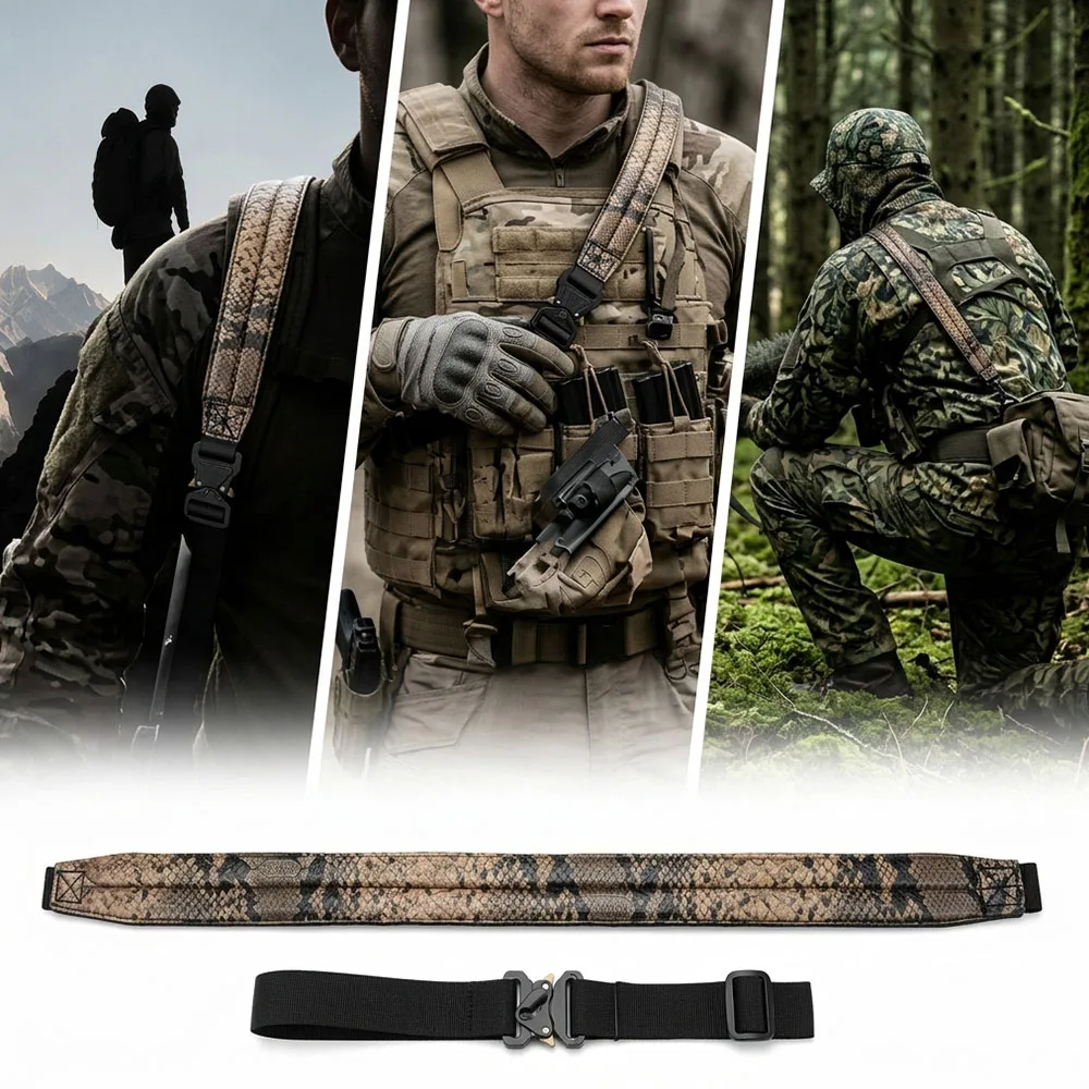 imitation-snake-skin-texture-tactical-two-point-sling-quick-adjust-rifle-strap-lightweight-combat-shoulder-sling-for-hunting