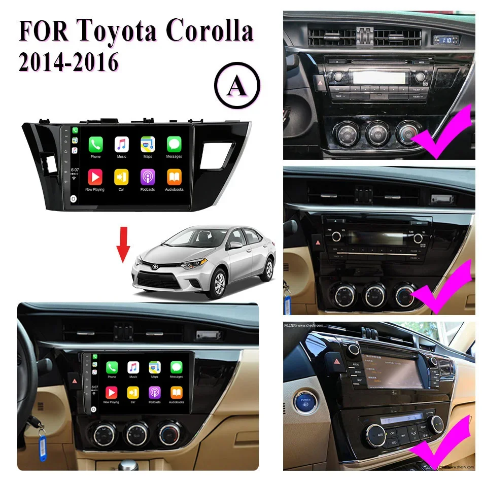 Автомагнитола 2DIN для Toyota Corolla Ralink 2013, 2014, 2015, 2016, 4G, Android 13, мультимедийный видеоплеер, навигация GPS