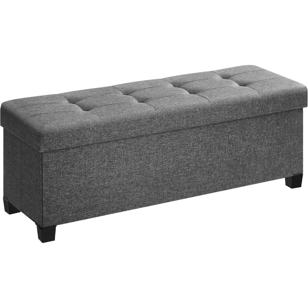 Ottoman Bench, Foldable Foot Rest with Legs, End of Bed Benches, Storage Chest, for Living Room, Bedroom, Entryway, Bench