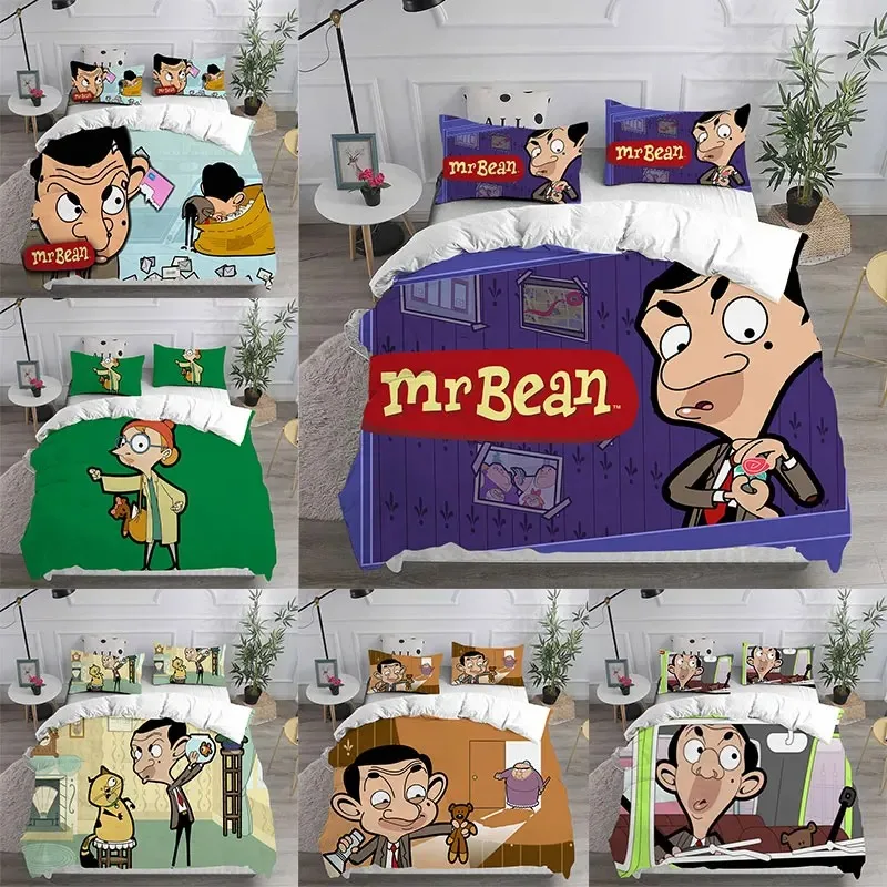 

Mr. Bean Animated Series Bedding Sets Comforter Quilt Bed Cover Duvet Cover Pillow Case 2-3 Pieces Sets Kids Adult Size