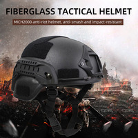 MICH 2000 Fiberglass Tactical Combat Protective Helmet with Side Rails NVG Outdoor Tactical Paintball CS SWAT Cycling Protective
