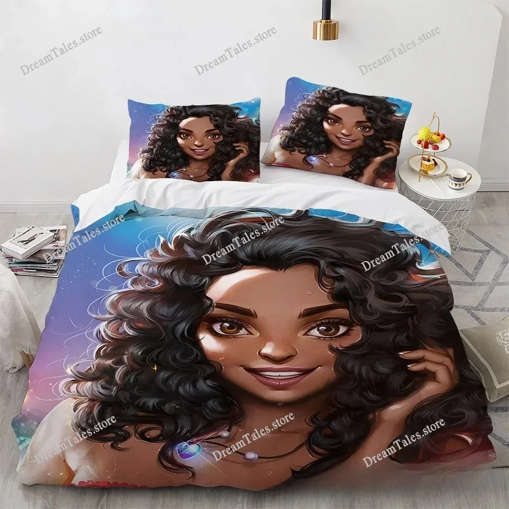 Cute African Girl Bedding Set Single Twin Full Queen King Size Bed Set Aldult Kid Bedroom Duvetcover Sets Bed Sheet Set 2025