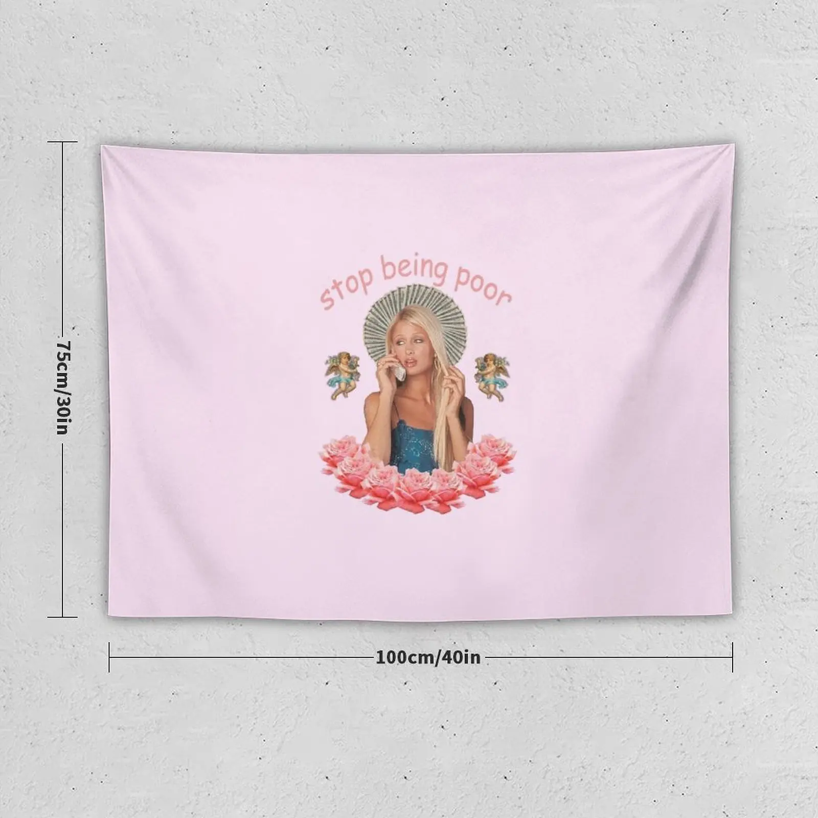 Paris Hilton 'Stop Being Poor' Tapestry Wall Hanging Decor Wall Carpet Aesthetic Decoration Kawaii Room Decor Tapestry