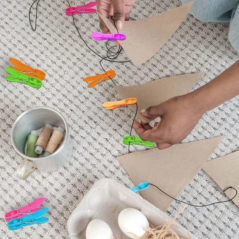 

24Pcs Clothespins Hanging Pegs Clips Plastic Hangers Racks Laundry Clothes Pegs Clamps Towel Clips Home Storage Hooks