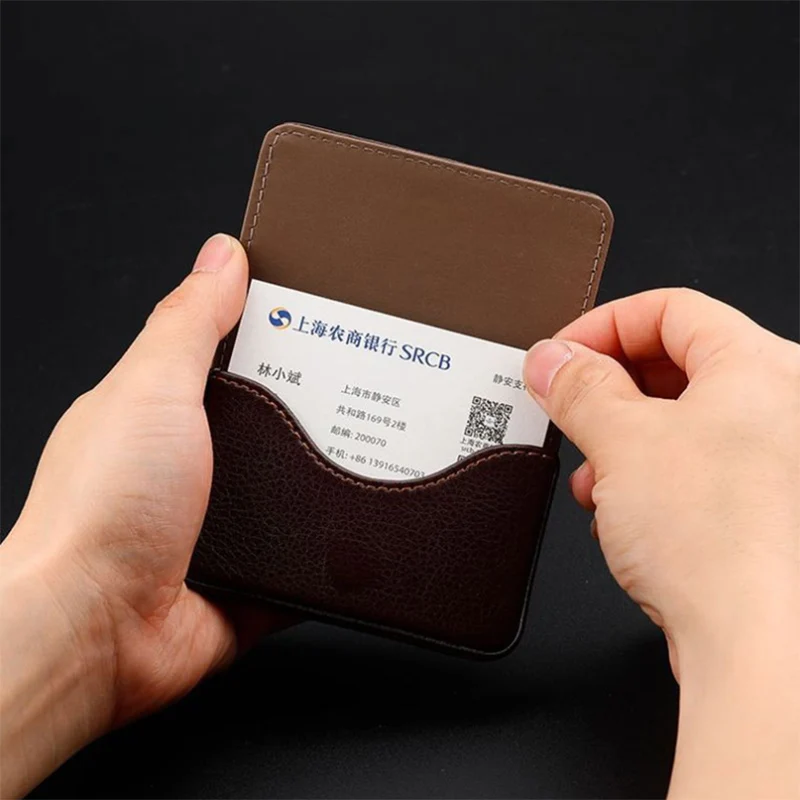 Business Card Holder Case PU Leather Pocket Card Holder with Magnetic Shut Name Card Holder