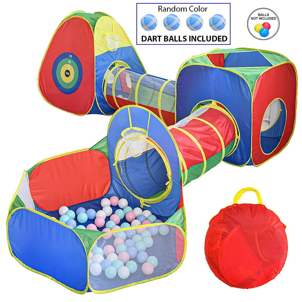 Child Children Boy Girl Princess Castle Ball Pit Tents and Tunnels, Jungle Gym Play Tent with Play Crawl Tunnel Toy