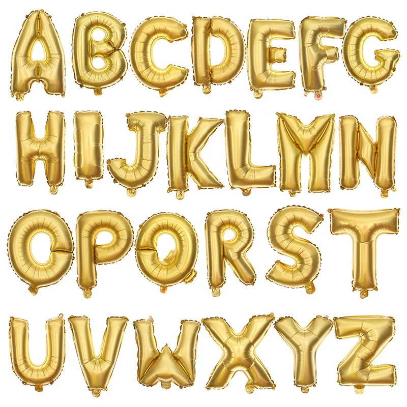 

16-inch Gold Aluminum Film Letter Balloon DIY Free Combination Balloon Birthday Party Wedding Aluminum Film English Letter