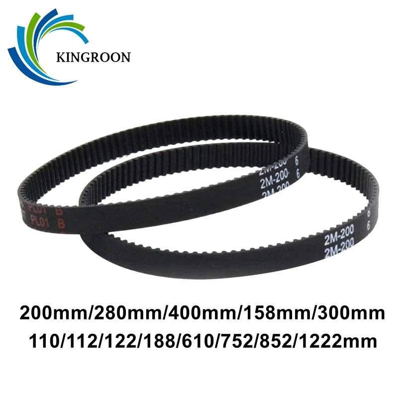 GT2 Pasek rozrządu z zamkniętą pętlą Gumowy 2GT 6mm Części do drukarek 3D 110 112 122 158 200 280 300 400 610 852 mm Paski synchroniczne Część