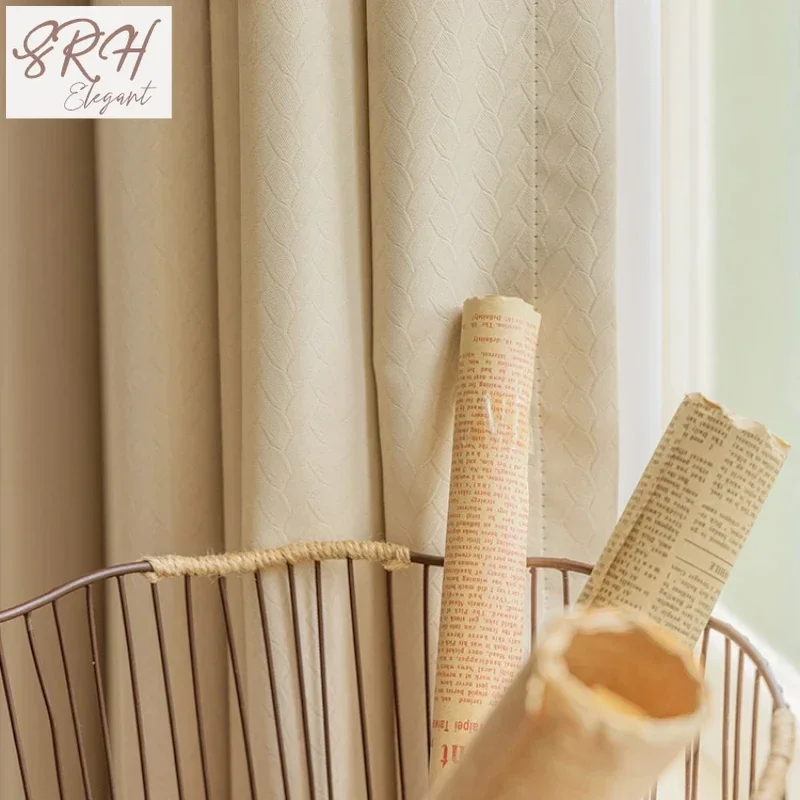 

French Cream Style Bay Window Drape Bedroom Thick Full Blackout Curtain Hotel Soundproof Drapes Large Area Living Room Curtains