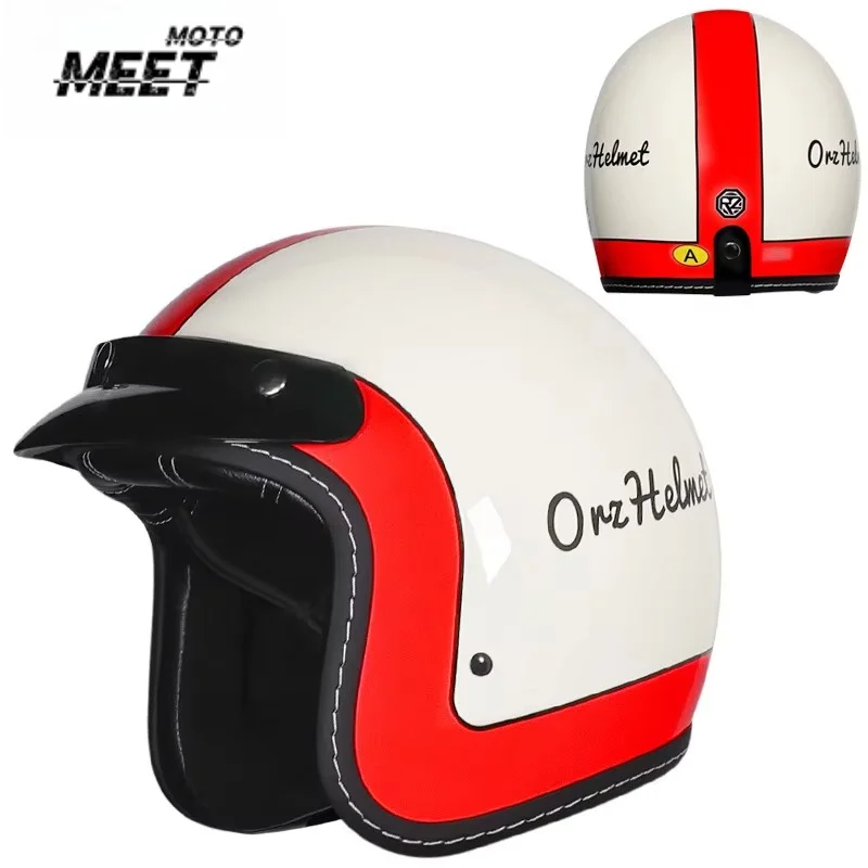 Orz Retro Semi-open Motorcycle Helmet Cross-country Motorcycle Accessories Motorcycle Helmet 3/4 Retro Helmet in Winter