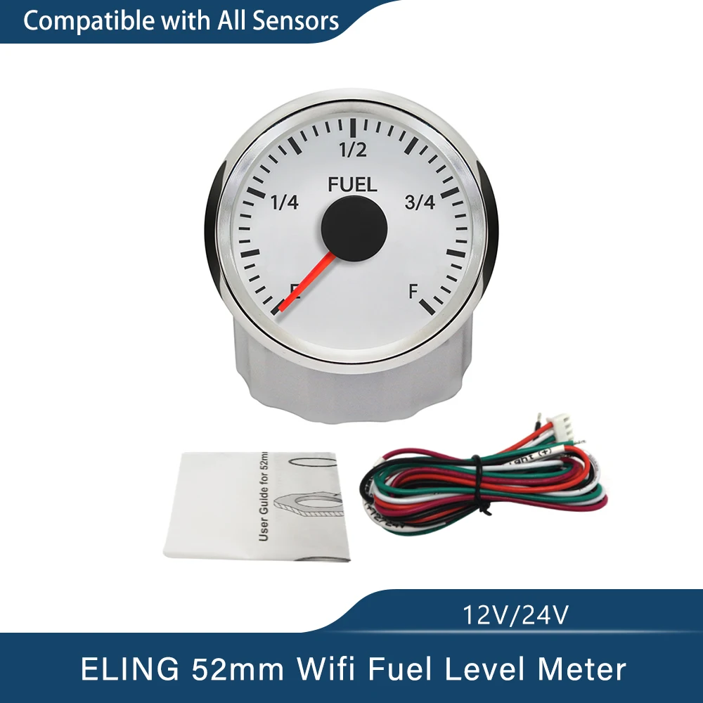 

ELING New 52mm WiFi Fuel Gauge Electrical Fuel Level Meter Compatible with All Types and Ranges Ohm Signal Sensor DC 9-32V