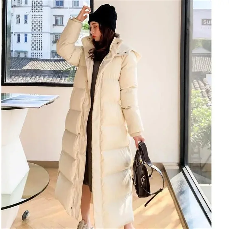 

Online Red Cotton Coat Women's 2023 Winter East Gate Loose Cotton Coat Thickened Extra Long Ankle Over Knee Cotton Coat Coat Coa