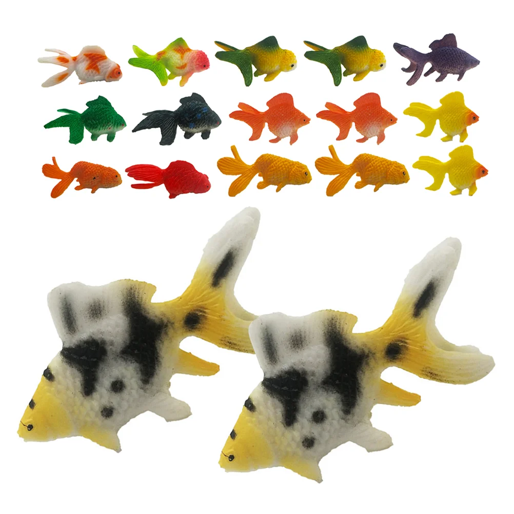 24 Pcs Artificial Goldfish Simulation Animal Model Shape Mini Miniature Simulated Ornament Pvc Small Statue