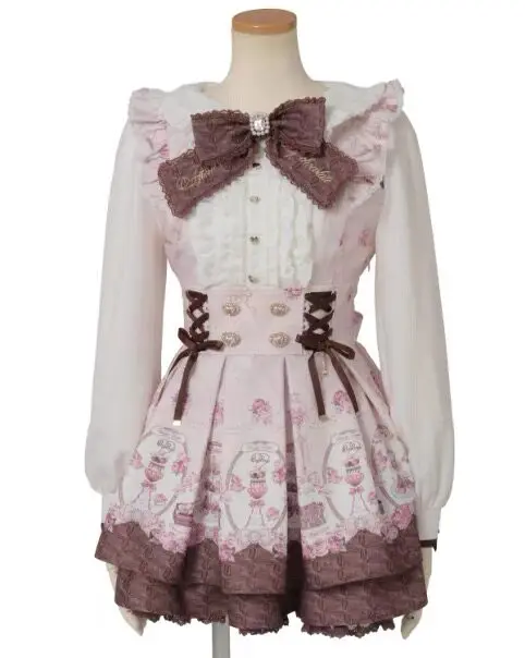 Liz Nieuwe 2026 Lente Nieuwe Japanse Gesmolten Chocolade Jurk Set Zoete Meisjes Cartoon Print Lange Mouwen Slanke Top Rok Prinsessen Outfits
