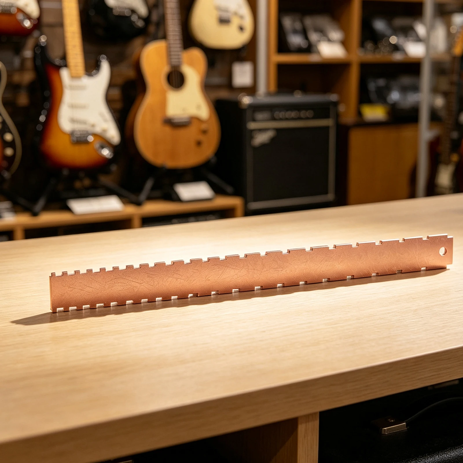 Measuring Ruler Guitar Luthier Tool Straight Edge Tool 1pc Luthier Measuring Ruler Notched :Aluminum Golden/Silvery Guitar Neck