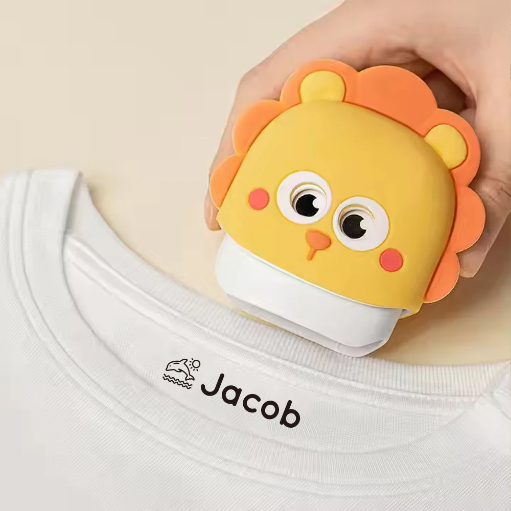 

1pc Custom Cartoon Baby Name Stamp Kit - Reusable for Cotton/Modal Clothes & School Bags, Non-Toxic Waterproof Ink Seal