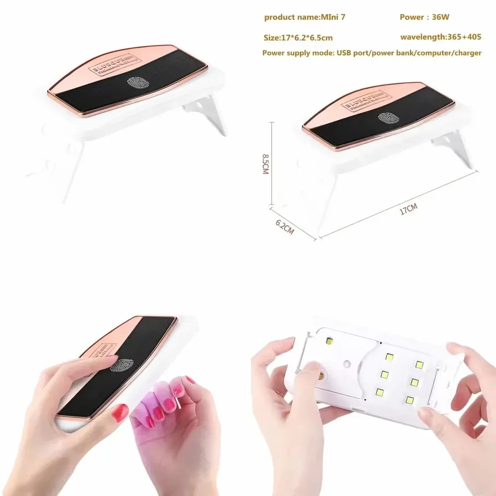 36W UV LED Nail Dryer, Portable USB Gel Polish Curing Lamp for Home Manicure
