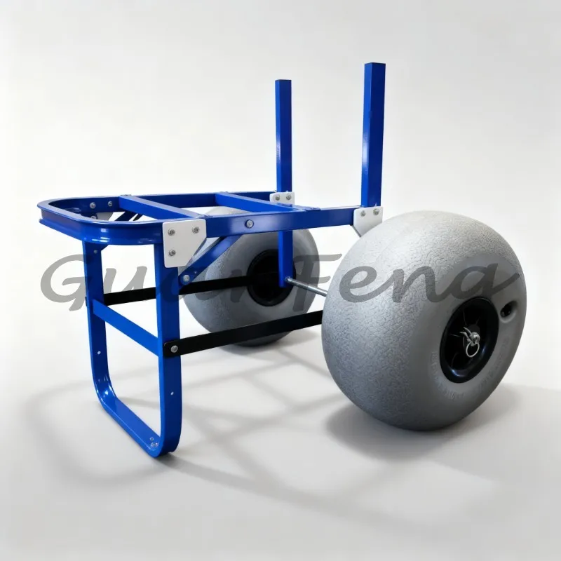 Beach Folding Utility Cart, Aluminum Fishing Trolley with Metal Platform & Two Balloon Wheels for  Camping and Goods Storage