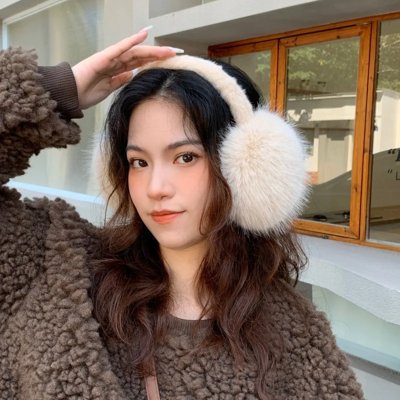 Fashion Solid Color Long Fur Earmuffs Simple Imitation Fox Fur Winter Warm Outdoor Ear Warmer Christmas Jewelry Gifts