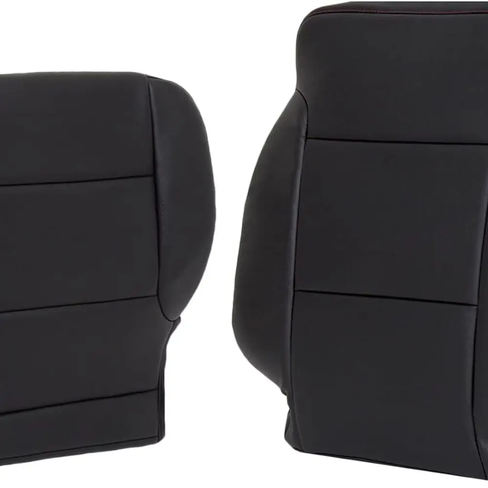 أغطية مقاعد من الجلد الطبيعي لسيارة جي إم سي سييرا 2014-2019 لجميع التضاريس، باللون الأسود مع لمسات من ألياف الكربون #1