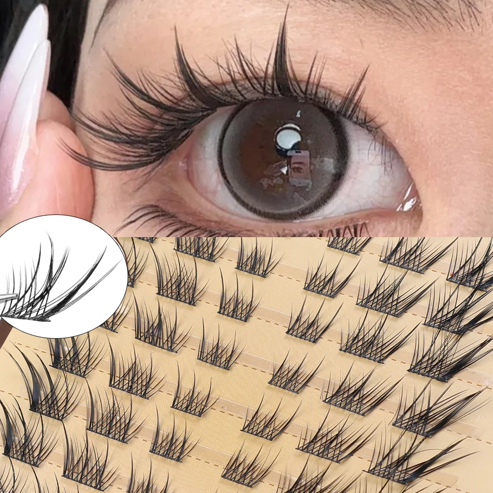 10Rows Fox False Eyelashes Single Cluster Eyelash Extension Segmented Lashes Fox Eye Effect Lashes Individual False Eyelashes