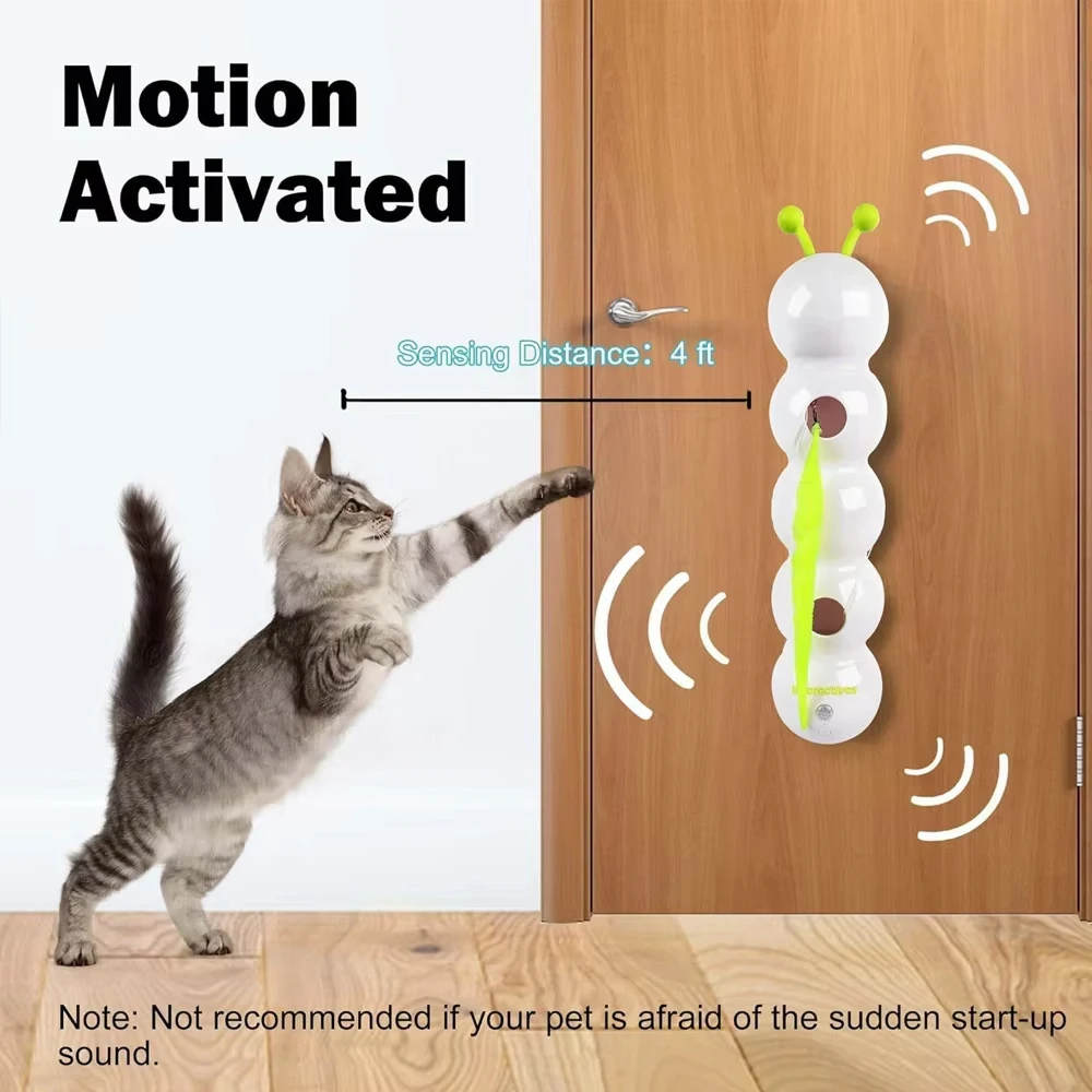 2026 New Interactive Caterpillar Cat Toy - Motion Activated Rechargeable Wall-Mounted Automatic Teasing Worm Toy for Cats