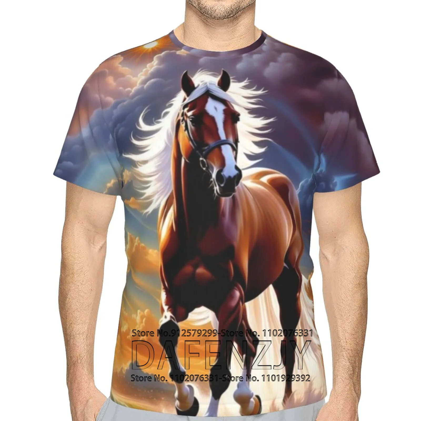 Horse Printed T-shirts Men's 3D Fashion Tops Casual Unisex Short Sleeved 2024 New Summer Street Men's Clothing