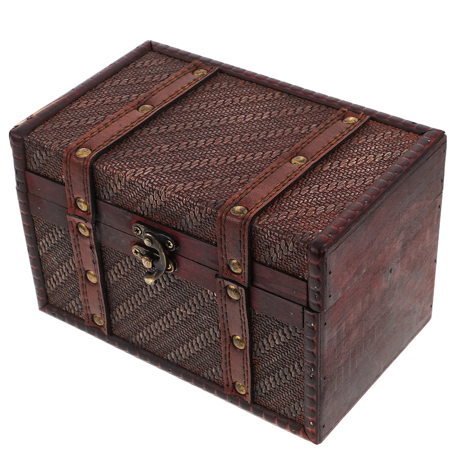 

Vintage Wooden Storage Box with Intricate Woven Design Desktop Organizer for Jewelry Rings Earrings Keepsakes Craft Supplies