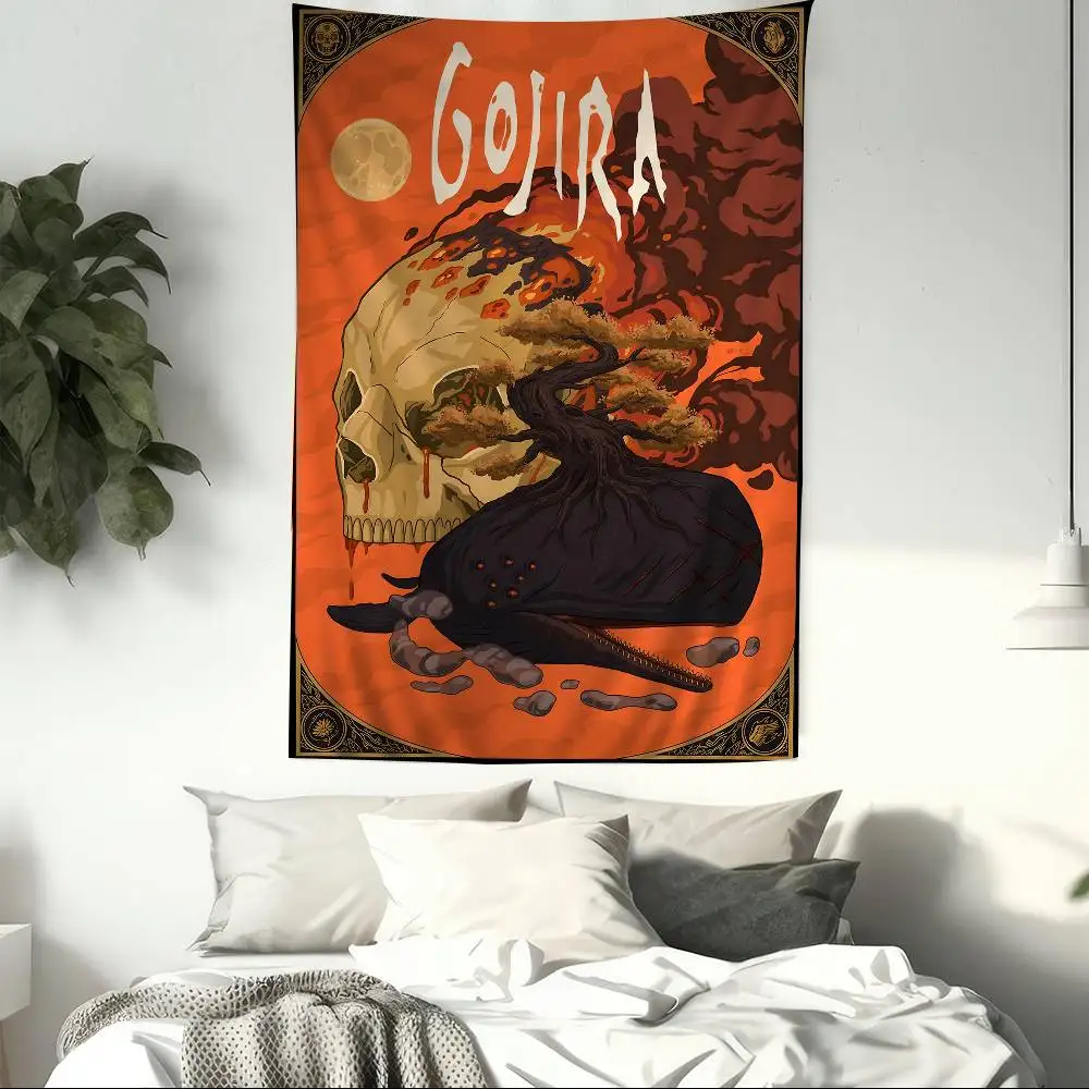 avant-garde metal combination G-Gojira Anime Tapestry Hippie Flower Wall Carpets Dorm Decor Wall Hanging Home Decor