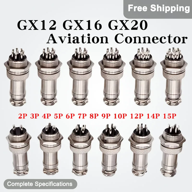 

5/10/100Sets GX12 GX16 GX20 Aviation Connector 2/3/4/5/6/7/8/9/10/12/14/15 Pin Male Female Waterproof Circular Docking Connector