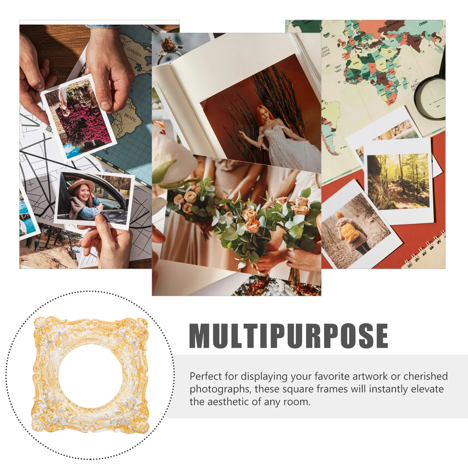 

2Pcs Small Vintage Picture Frame Resin Ornament Frames for Photo Display Classic Home Decor Decorative Frame Kit