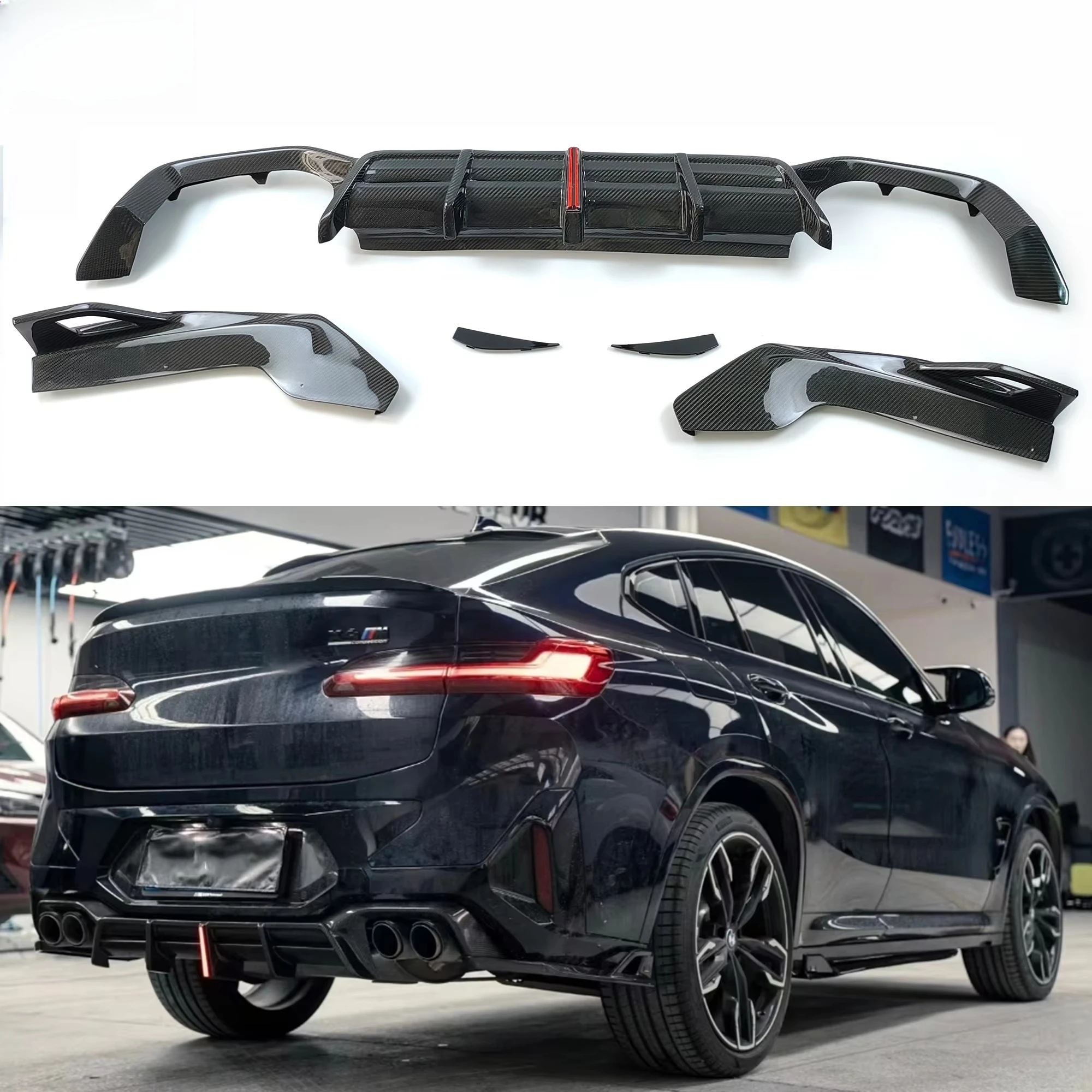 Carbon Fiber a Style Rear Diffuser Rear Bumper Lip Carbon Lip for Bmw  X4M F98 Lci