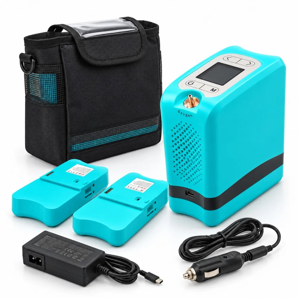 Pulse Dose Portable 7 Adjustable Oxygen Generator High Purity Rechargeable Concentrador De Oxigenio Portatil with Spare Battery