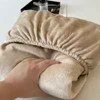 Juego de sábanas ajustables de terciopelo cálido para otoño e invierno, color liso, suave, de franela, funda de colchón King, juego de sábanas elásticas para cama individual o doble.