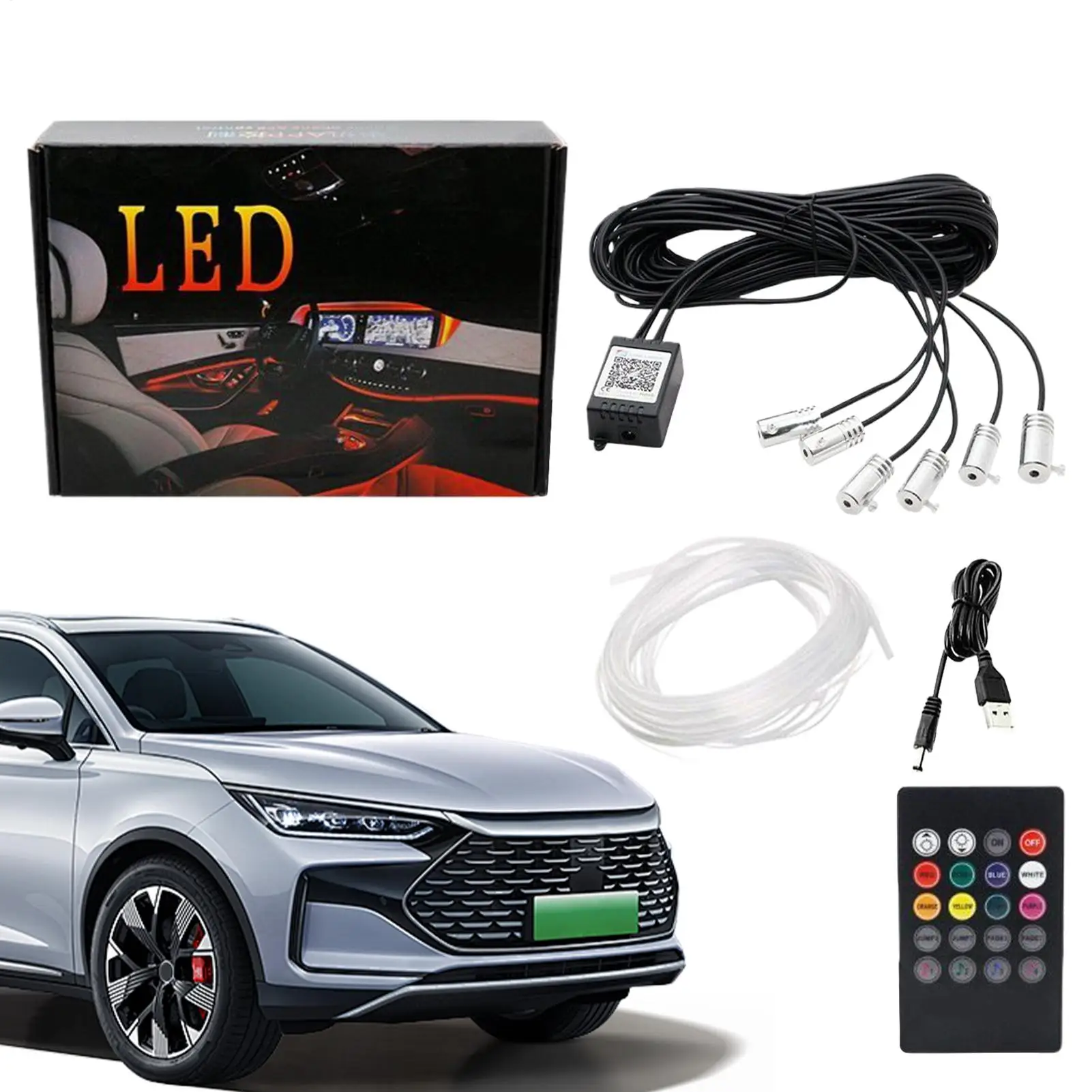 

8m Car LED Atmosphere Light With Sound Sensor Adjustable Auto Interior Lighting Strip App/ Remote Control Control Ambient Lamp