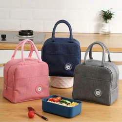 Bolsas térmicas con cremallera para mujer, bolsa de almuerzo portátil, nevera, caja de almuerzo, bolso de mano, puerta de comida, viaje, escuela