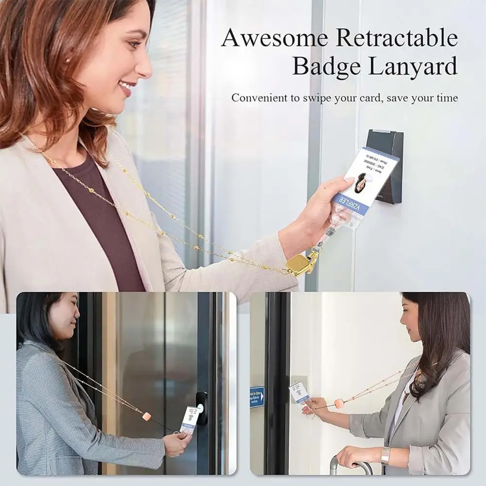 مجموعة حامل بطاقات الهوية الخشبية الملونة مطرز ، مجموعة الحبل المعلم مع قابل للسحب للنساء ، النظارات