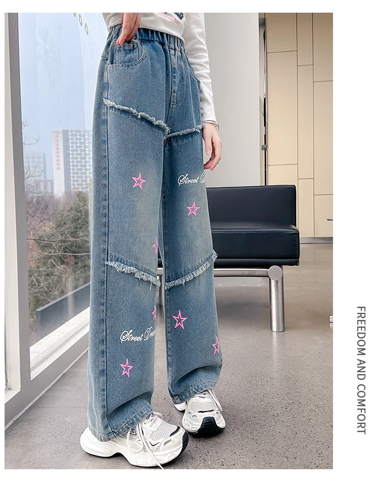 Süße Jeans für Mädchen, hochwertige gerade Slim-Jeans, Kinder Frühling Herbst Kinder-Denim-Hosen, lässiger Stil, Freizeithosen, Kleidung – Detail 3