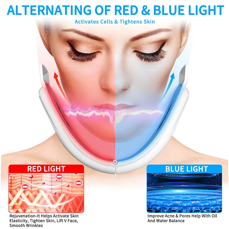 جديد EMS مكركرنت الكهربائية آلة على شكل حرف V جهاز رفع الوجه الساخن ضغط الاهتزاز مدلك الوجه أداة إزالة الذقن المزدوجة #6