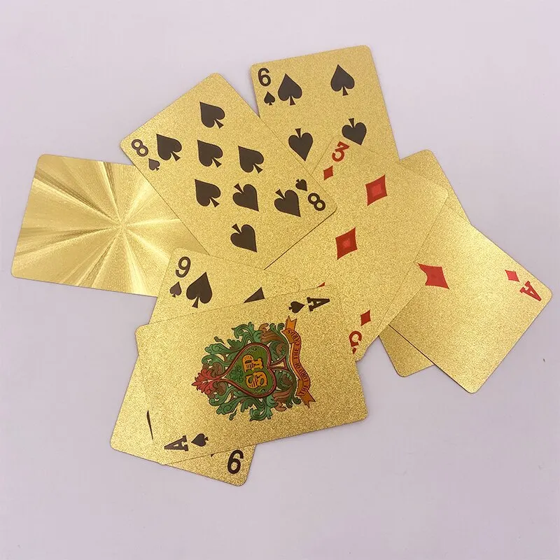 24K Gold Foil Playing Card Tuhao Gold Waterproof PET/PVC Plastic Texas Checker