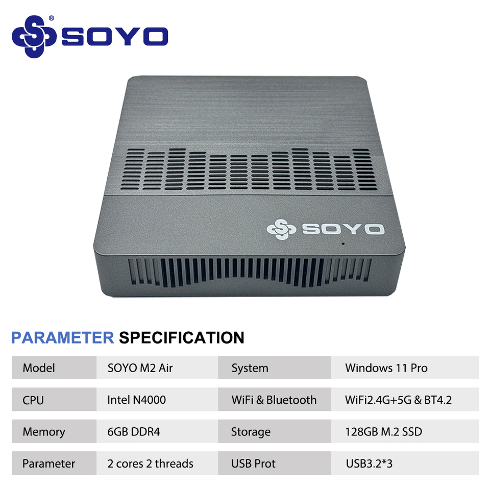 SOYO M4 Pro Mini PC Intel Alder Lake N150 M4 Plus N95 CPU 16GB 512GB M2 Plus N100 8GB DDR4 128GB Portable Mini PC