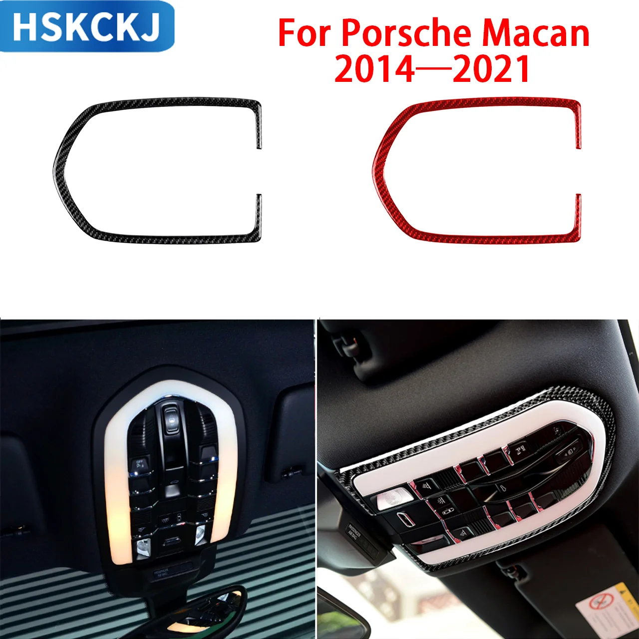 For Porsche MACAN Cayenne 2014-2021 Car Accessories Carbon Fiber Interior Dome Light Panel Trim Sticker Styling Decoration