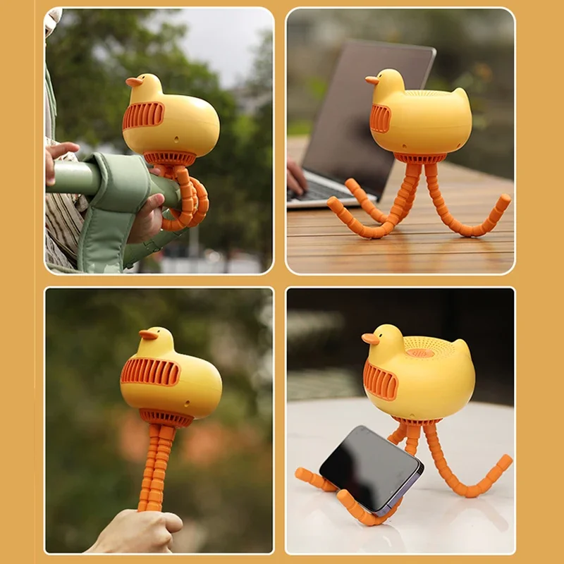Ventilador portátil sin aspas para cochecito, aire acondicionado de mano recargable por USB para exteriores, silencioso, Enfriador de aire de escritorio plegable de 3 engranajes