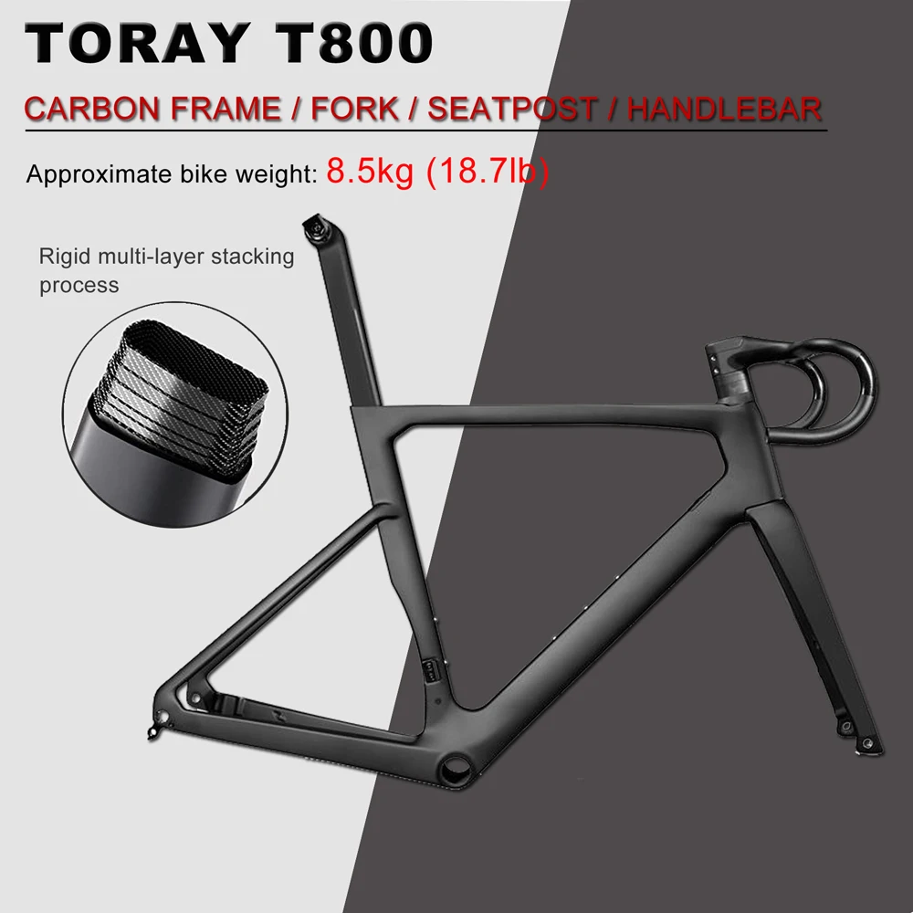 KABON Carbon Road Bike Carbon Fiber Frame with Shimano Sora 18 Speeds Disc Brakes Racing Road Bicycle for Men and Women