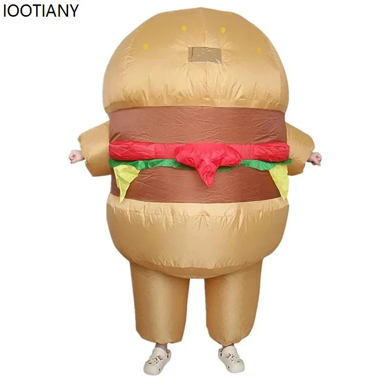 

Halloween Adult Hamburger Chef Cosplay Inflatable Costumes Unisex Mascot Fancy Dress Carnival Party Stage Showing Dress Up Props