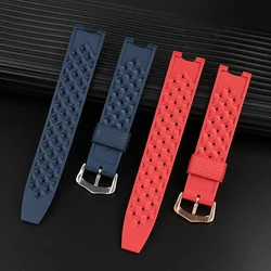 Notched rubber watchband 20mm 22mm for Cartier Pasha watch breathable silicone tape men's  women's wristband watch strap chain